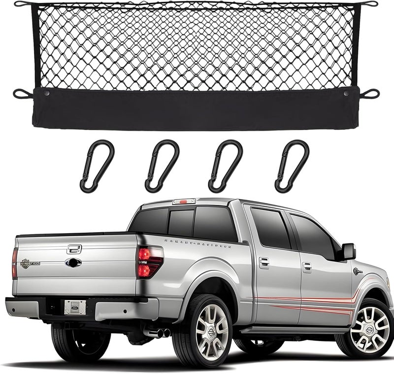 Hacyikee شبكة شحن على شكل ظرف متوافقة مع فورد بيك أب F150 F250 F350، 2026 2025 2024 2023 2022 2021 2020 2019 2018 2017 2016 2015 2014 2013 F-150-350 شبكة خلفية لصندوق السيارة - Image 1